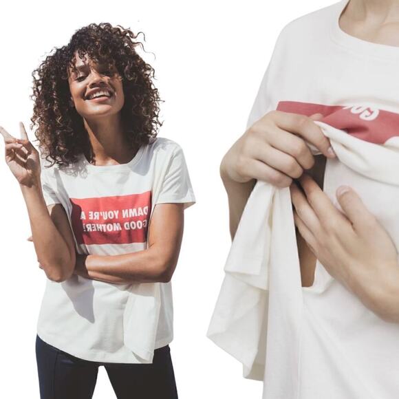 NWT Damn You're A Good Mother Nursing Graphic Print Tee By Boob Design Small - Picture 1 of 9